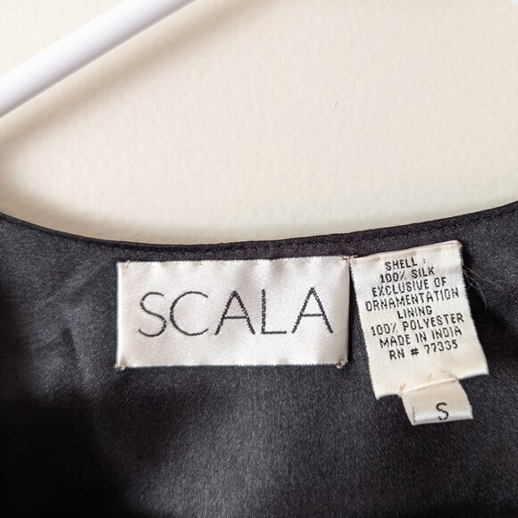 Vintage Scala 100% Silk Sequin Beaded Poinsettia Christmas Holiday Vest Size S - Picture 3 of 8